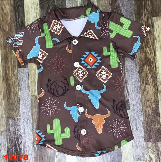 Western Button Down Polo Shirt