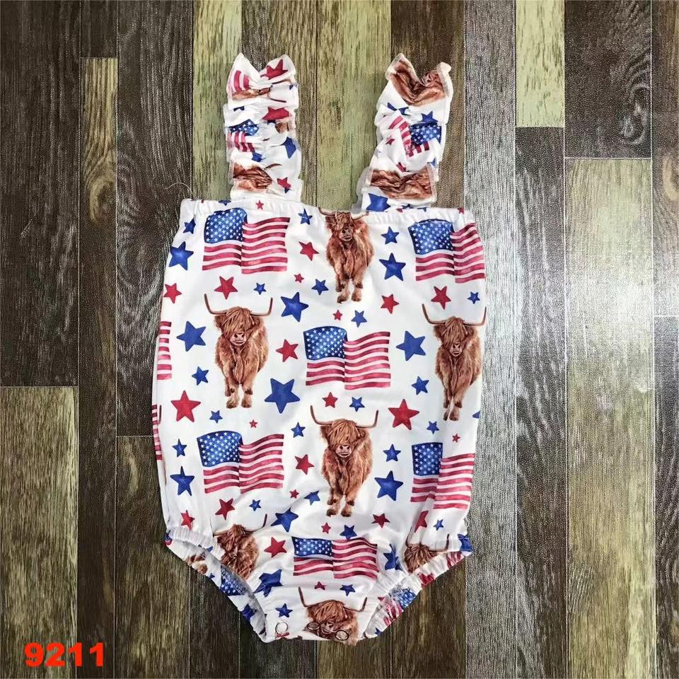 RWB Highland Cow Romper