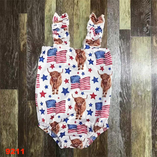 RWB Highland Cow Romper