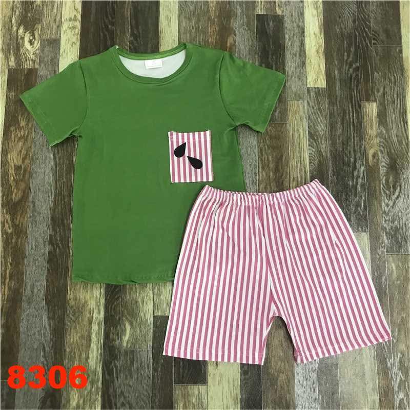 Striped Watermelon Seeds Shorts Set