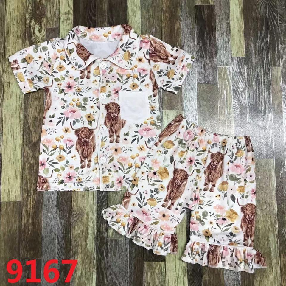 Highland Cow Ruffle Short Pajamas