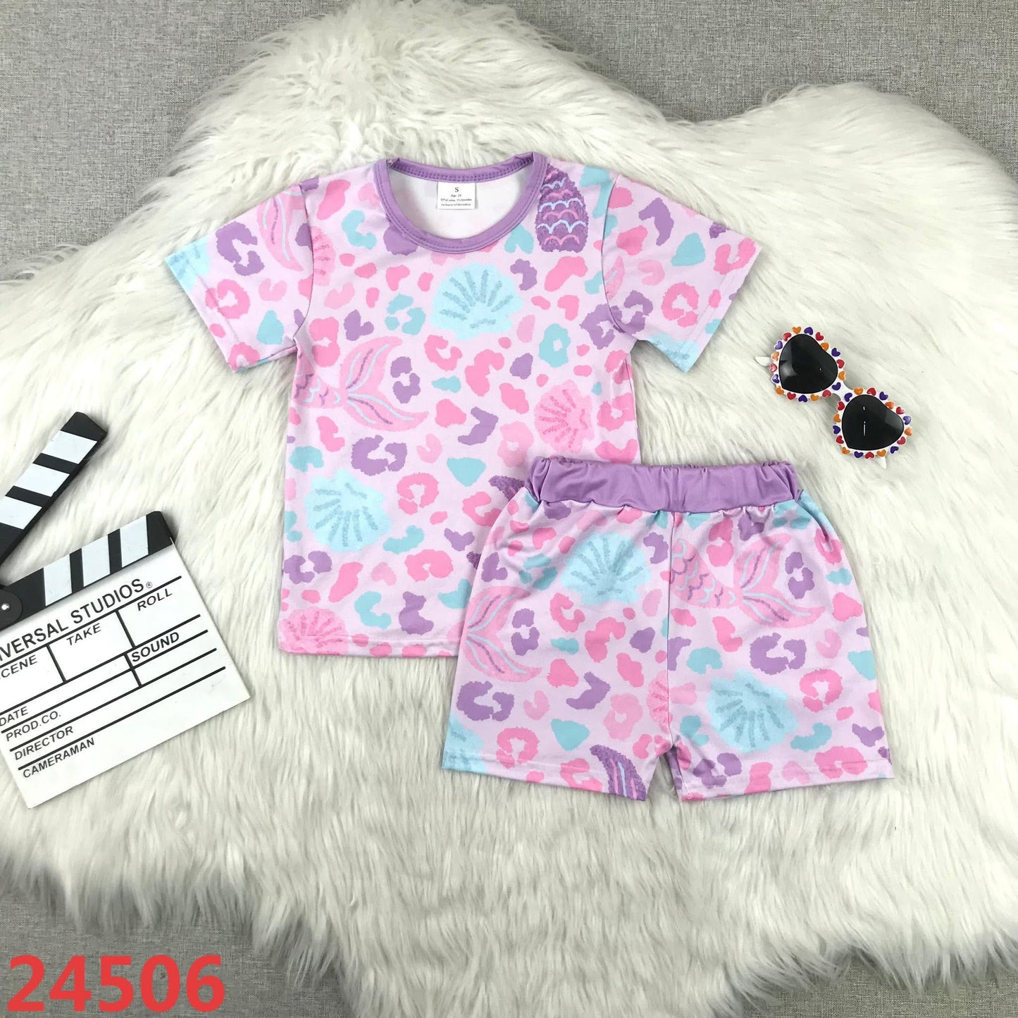 Mermaid Cheetah Print Shorts Set