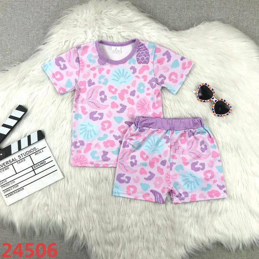 Mermaid Cheetah Print Shorts Set