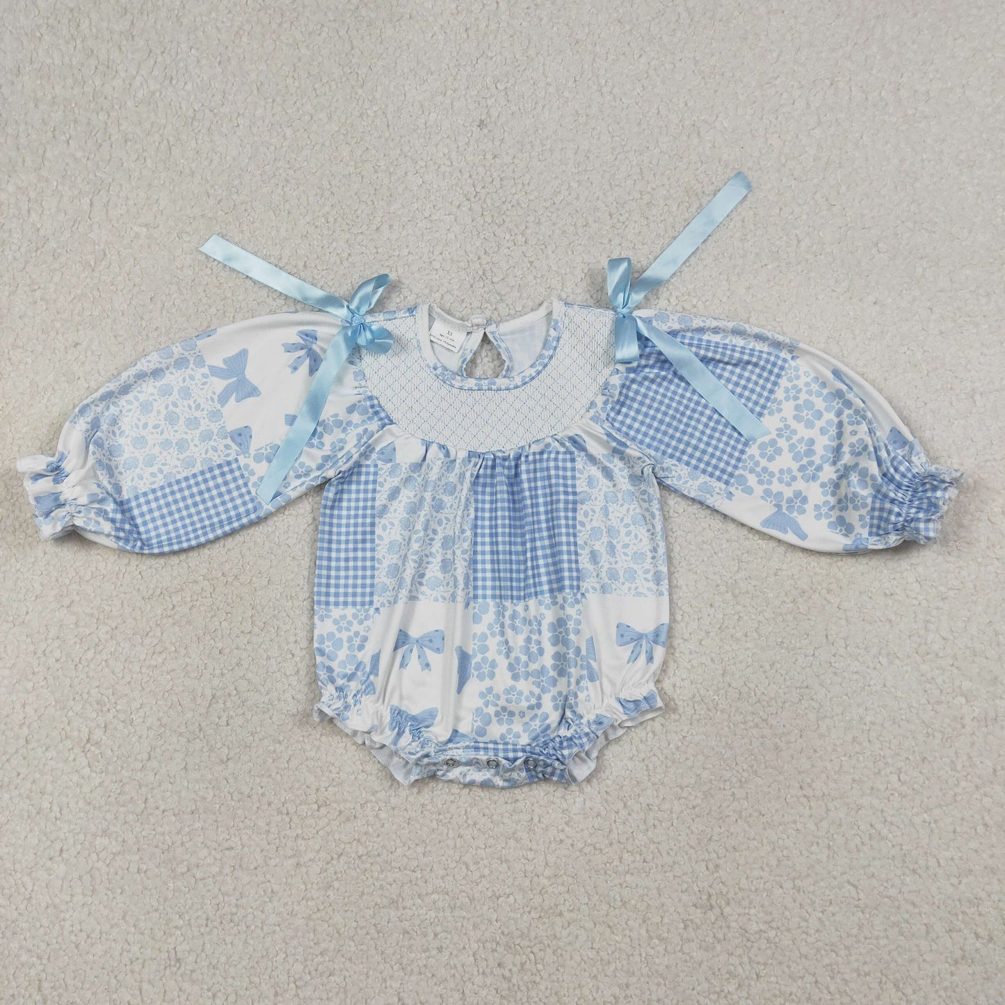 Floral Blue Coquette Long Sleeved Bubble