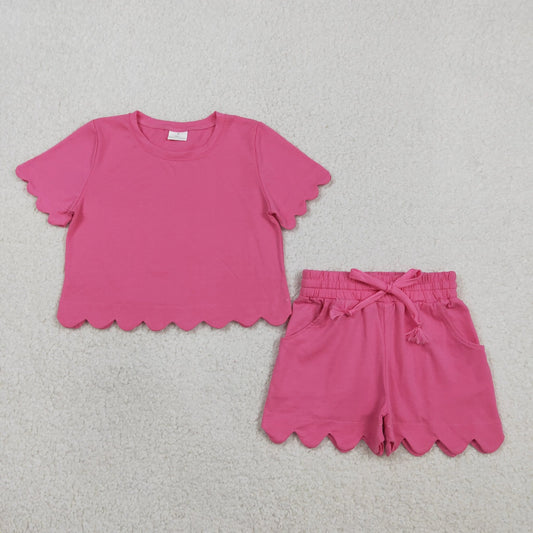 Pink Scalloped Shorts Set