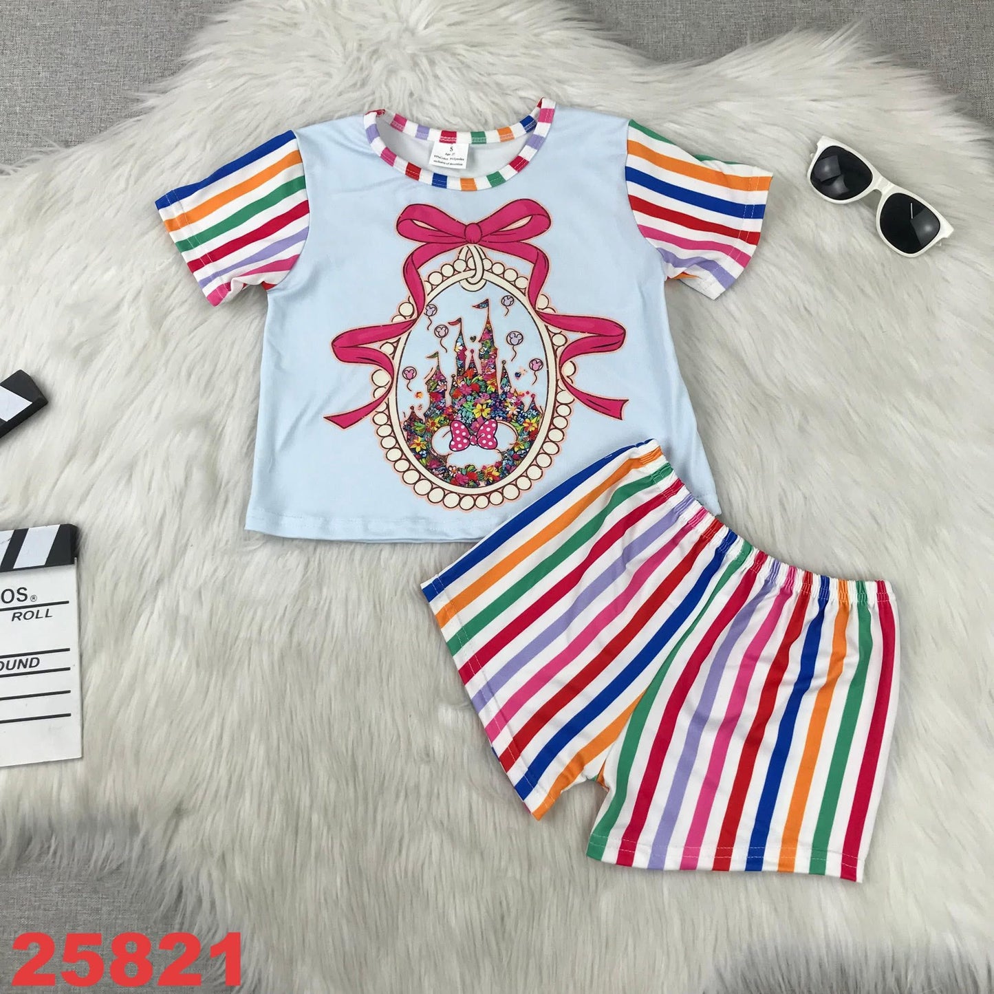 Striped Castle Shorts Set