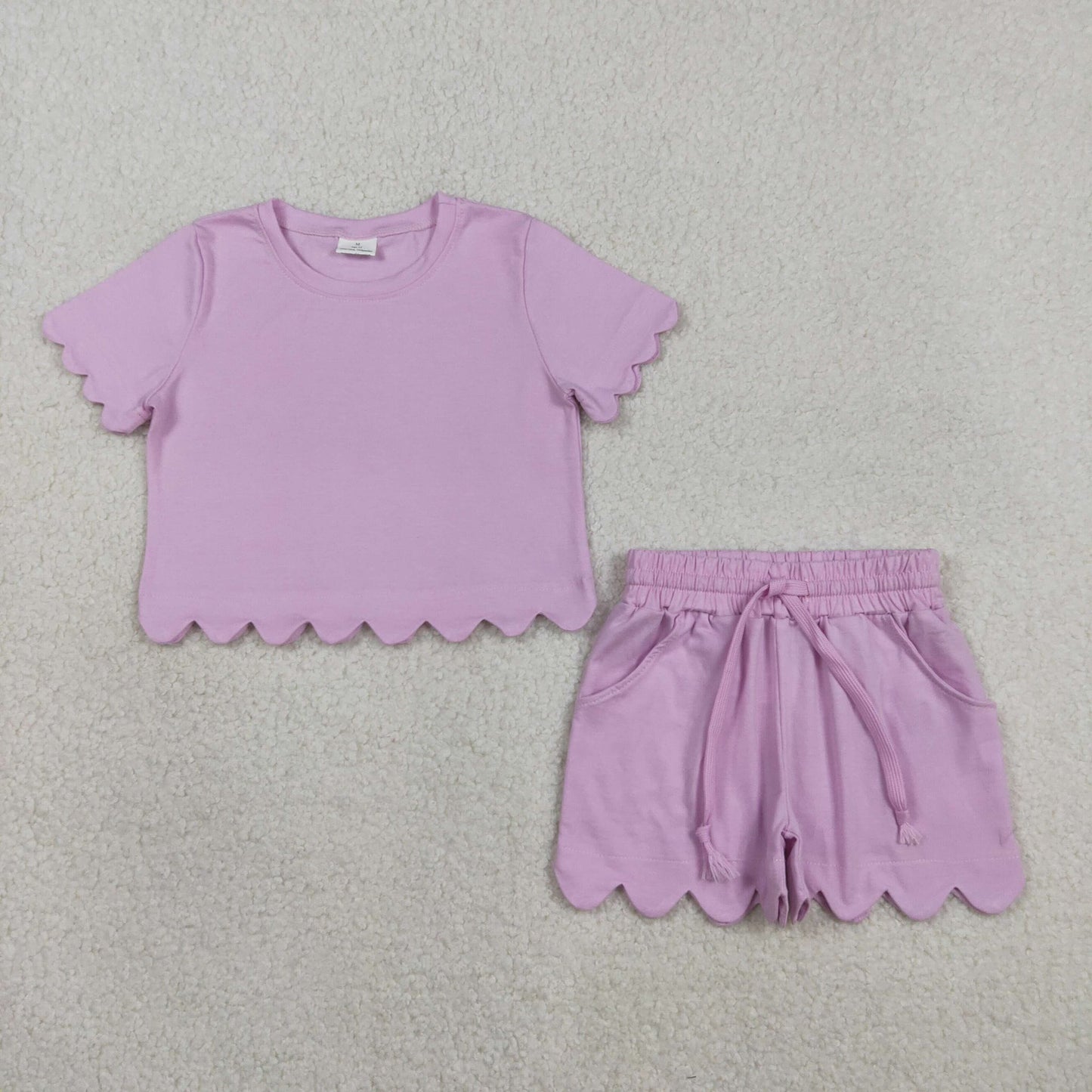 Lilac Scalloped Shorts Set