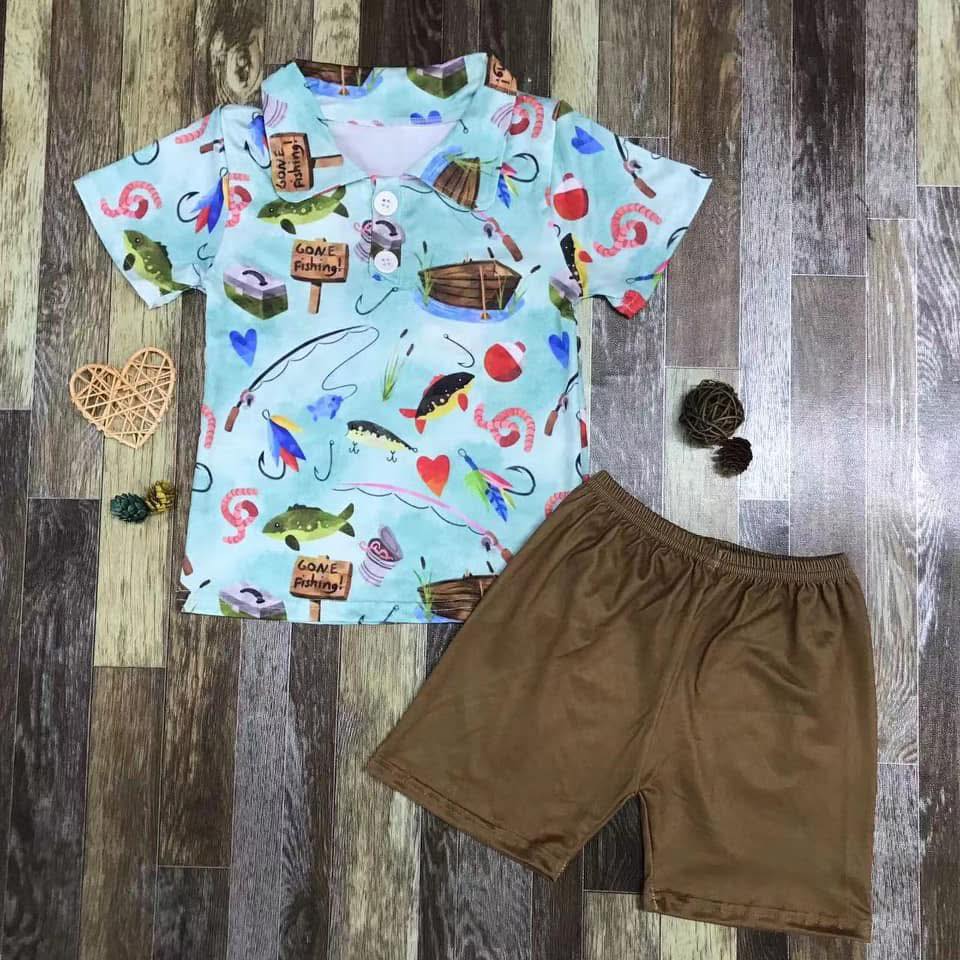 Gone Fishing Shorts Set