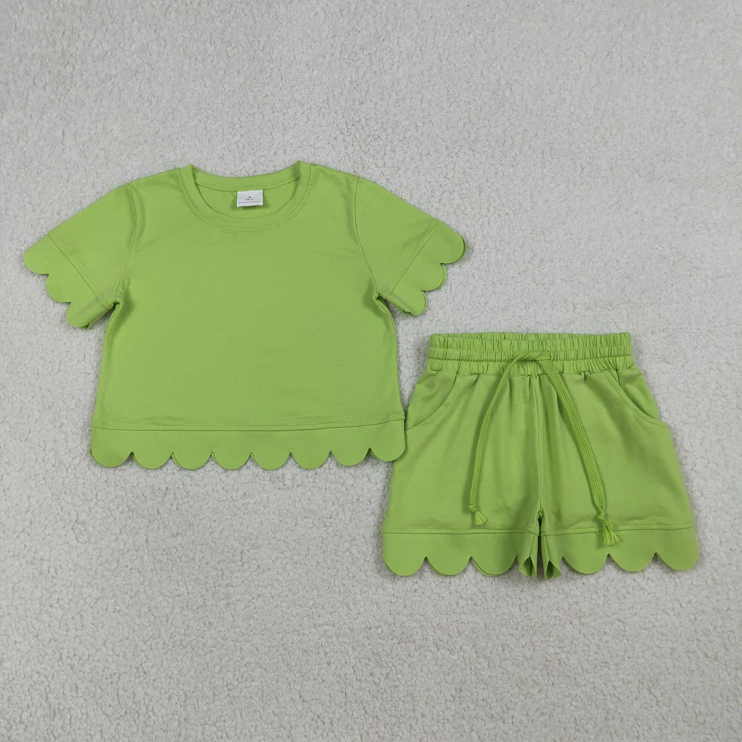 Green Scalloped Shorts Set