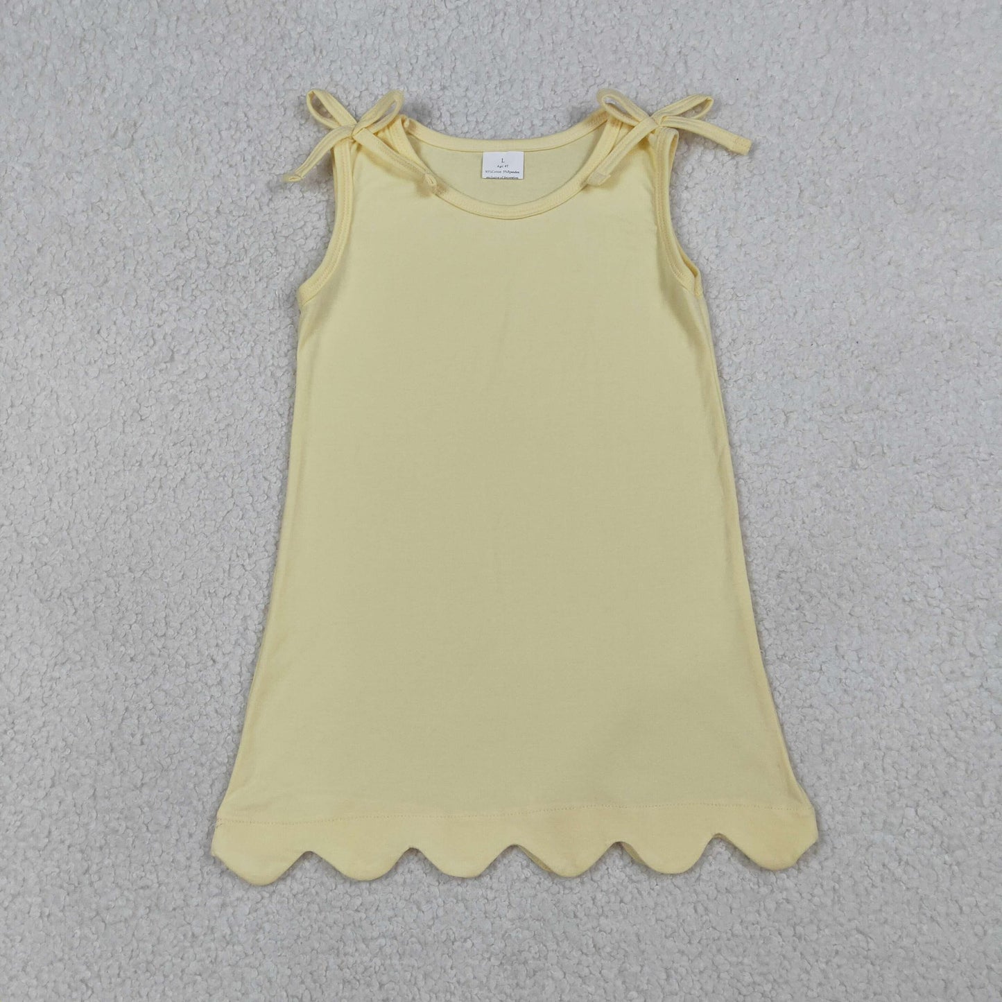 Yellow Solid Scalloped Dress