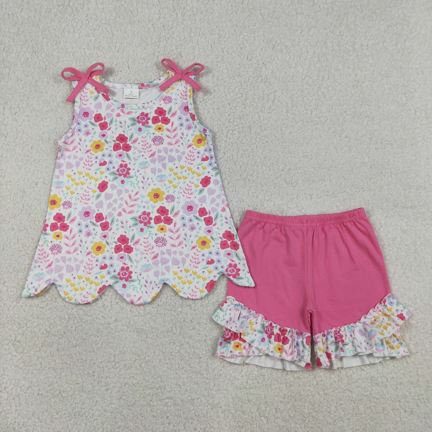Floral Scalloped Shorts Set