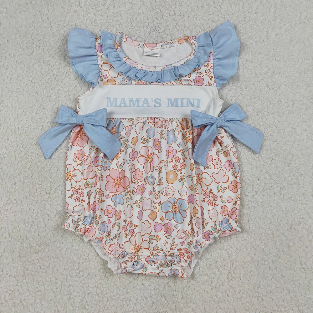 Blue Floral Mama's Mini Ruffle Bubble