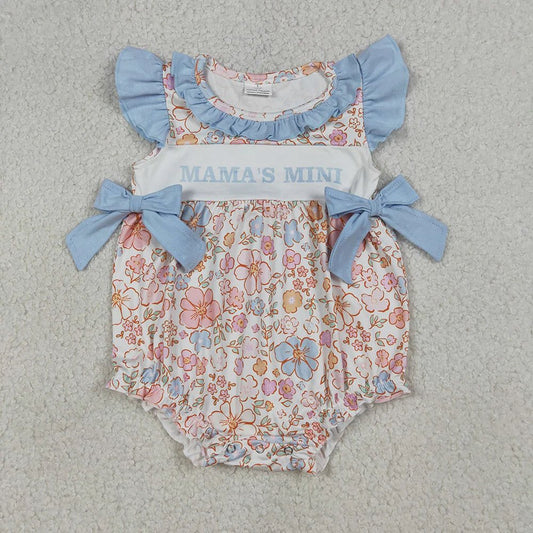 Blue Floral Mama's Mini Ruffle Bubble