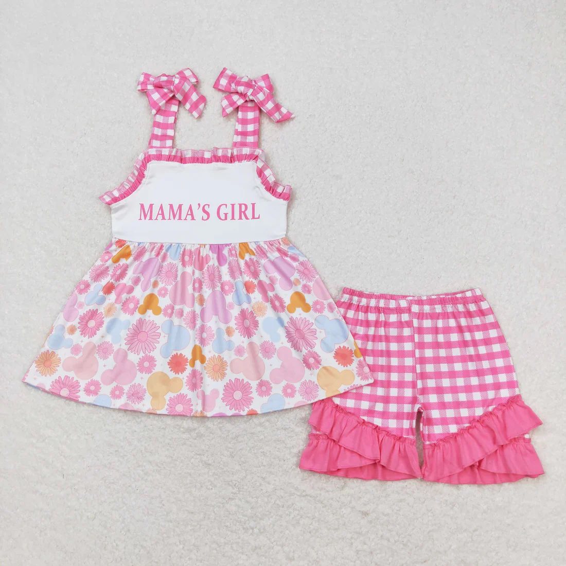 Pink Floral Mouse Mama's Girl Shorts Set