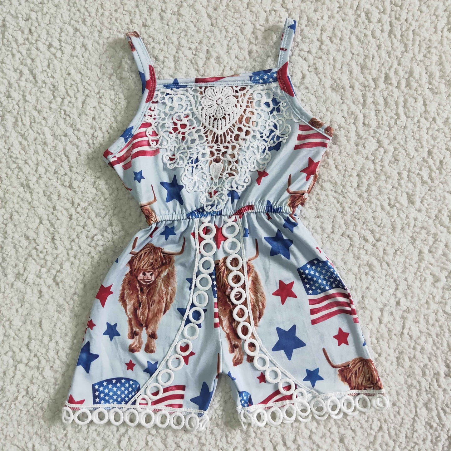 RWB Highland Cow Romper