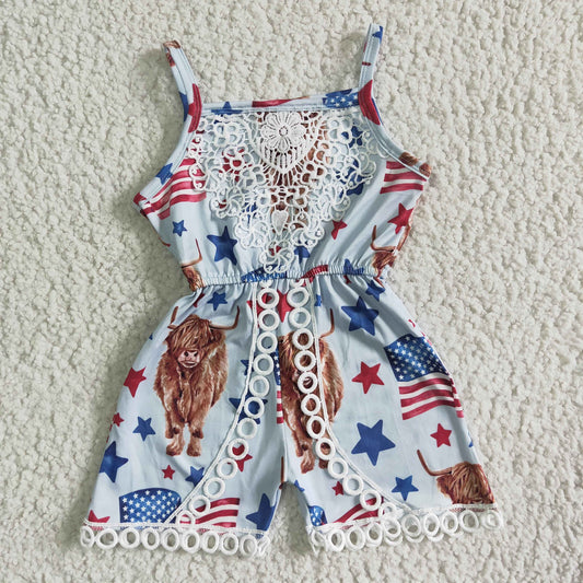RWB Highland Cow Romper