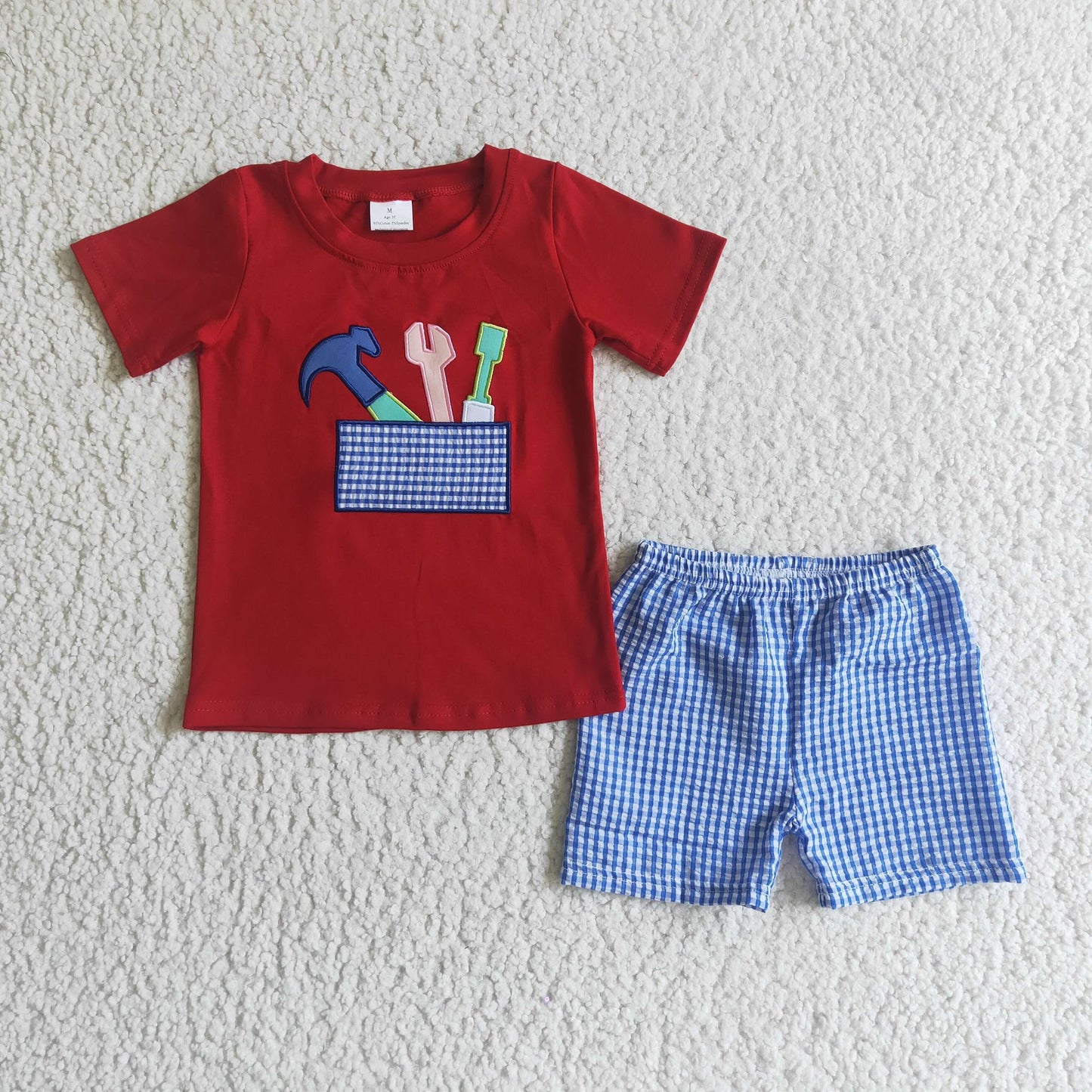 Tools Gingham Shorts Set
