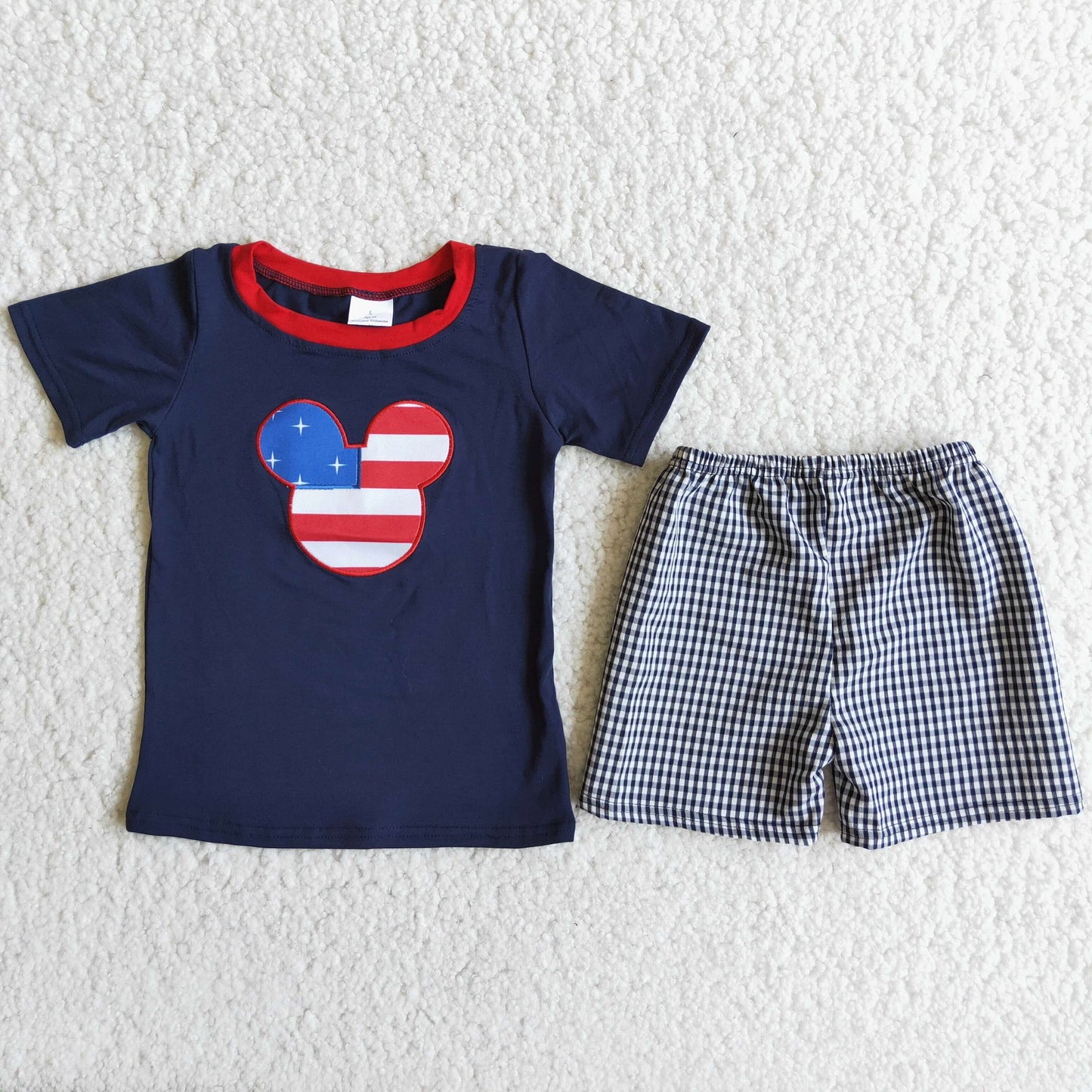 RWB Gingham Mouse Shorts Set