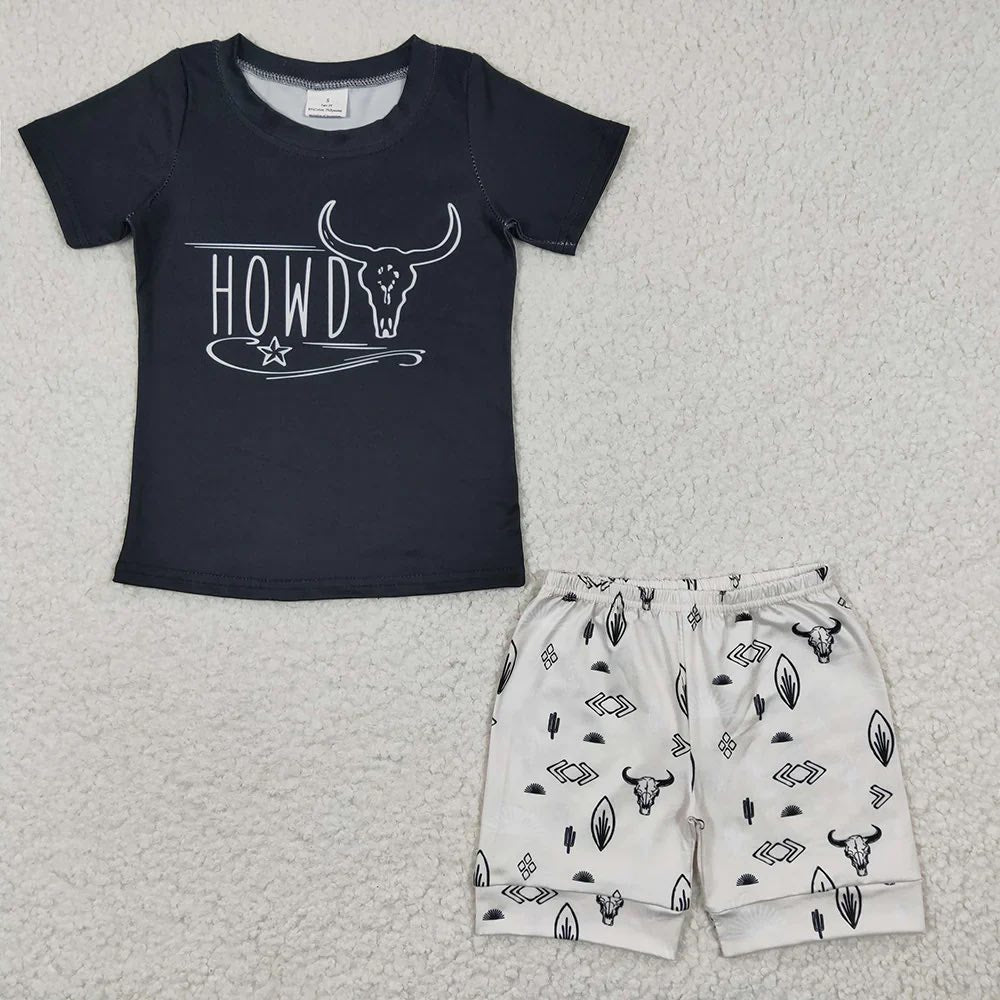 Howdy Cow Skull Shorts Set