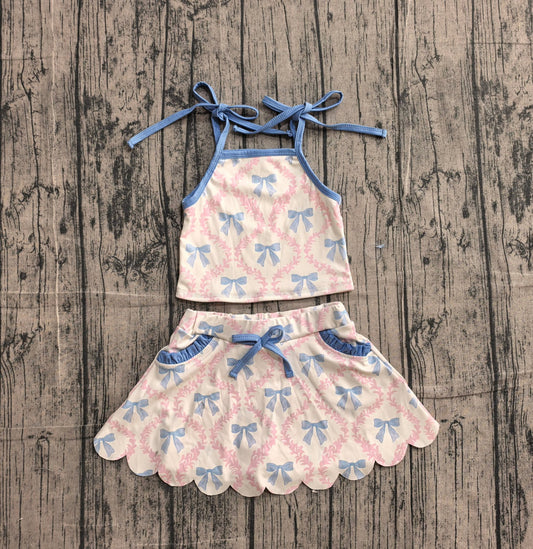Pink and Blue Coquette Skort Set