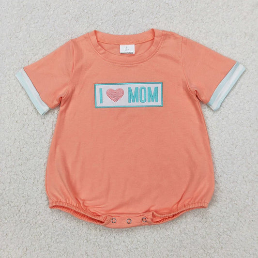 Orange and Blue Striped I Love Mom Bubble
