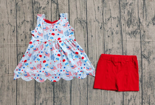 Flags and Fireworks Shorts Set