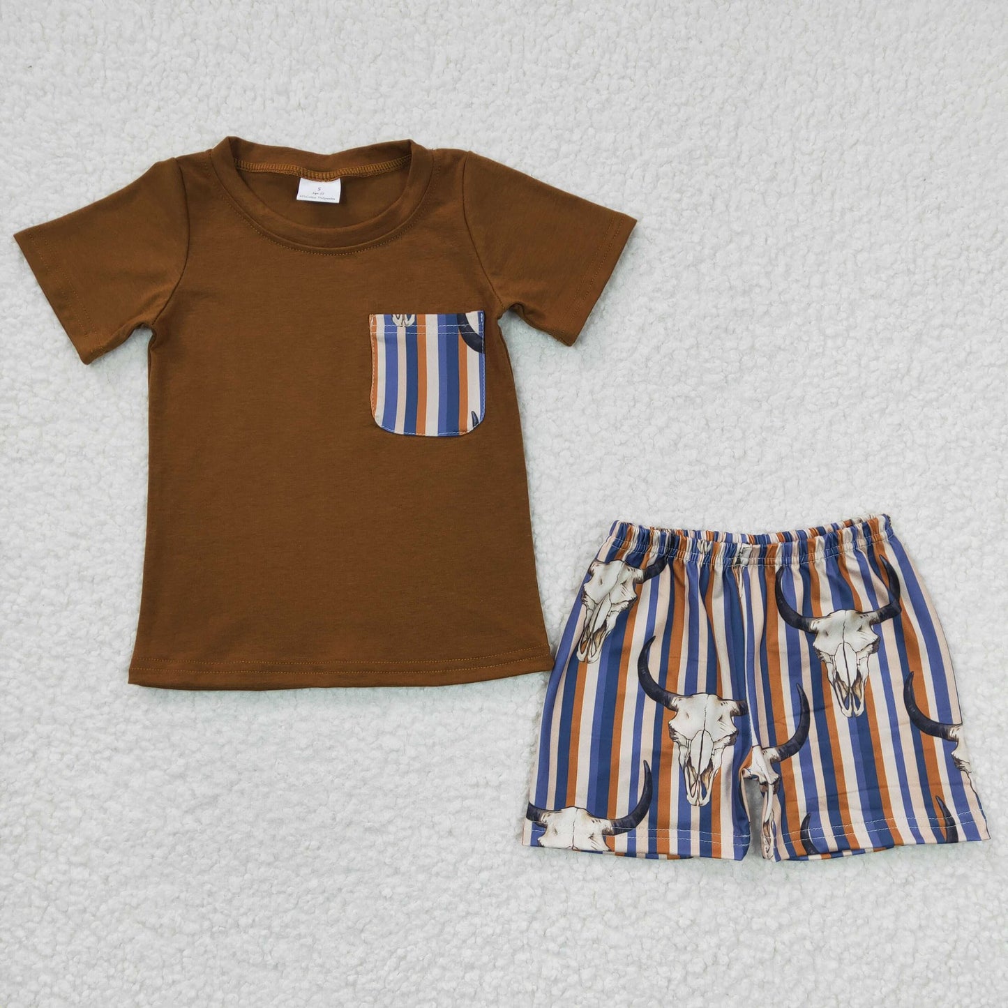 Cow Skull Pocket Tee Shorts Set