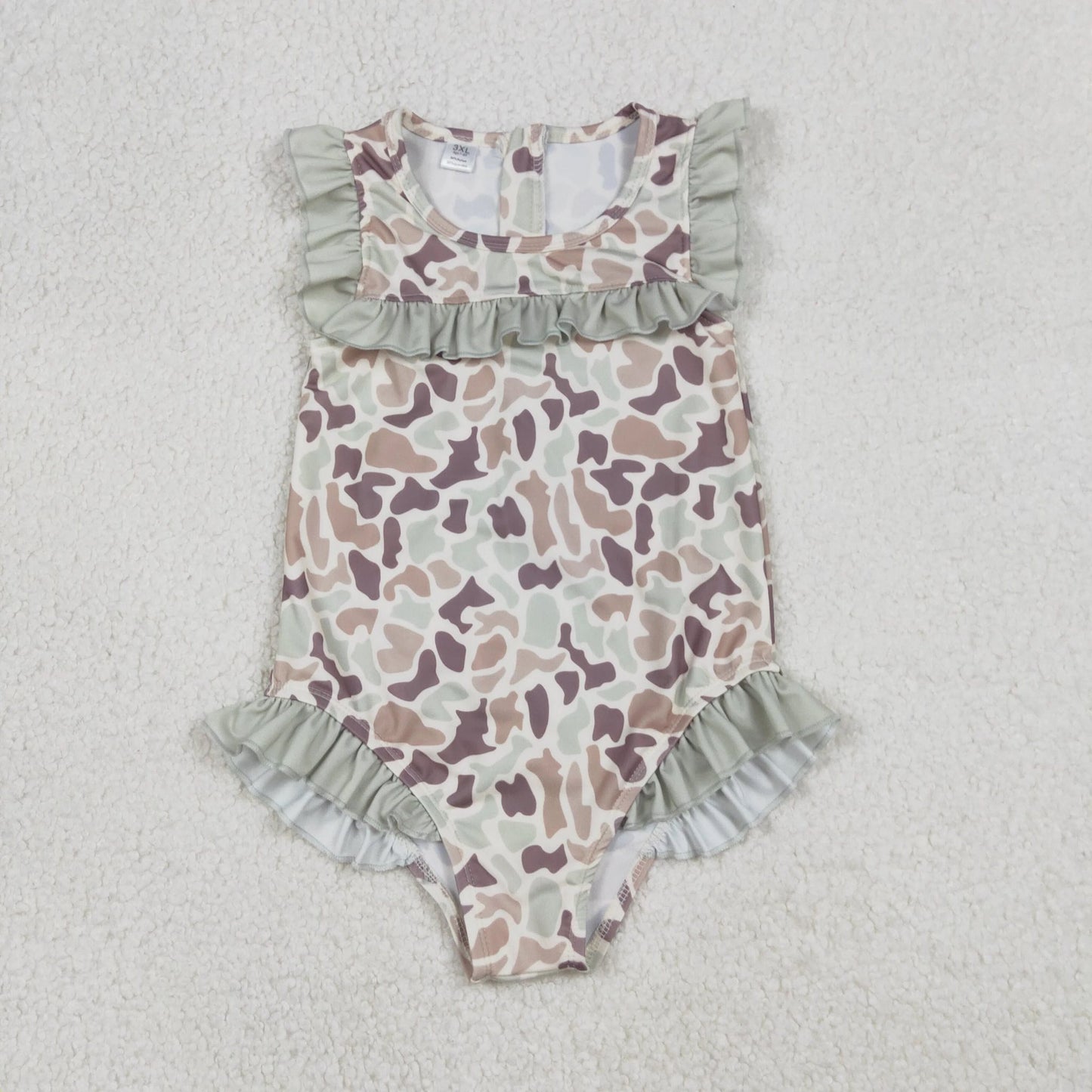 Faded Camo Ruffle Swimsuit