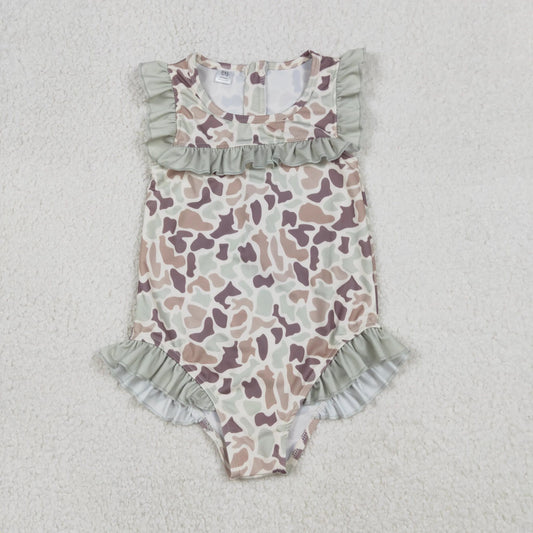 Faded Camo Ruffle Swimsuit