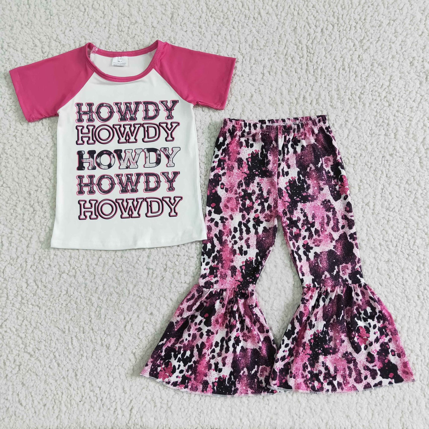 Pink Cheetah Print Howdy Bell Bottom Set