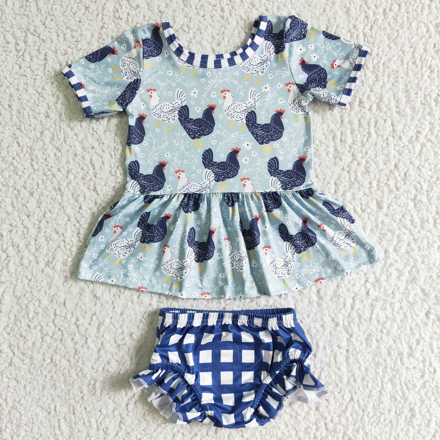 Chicken Gingham Bloomer Set