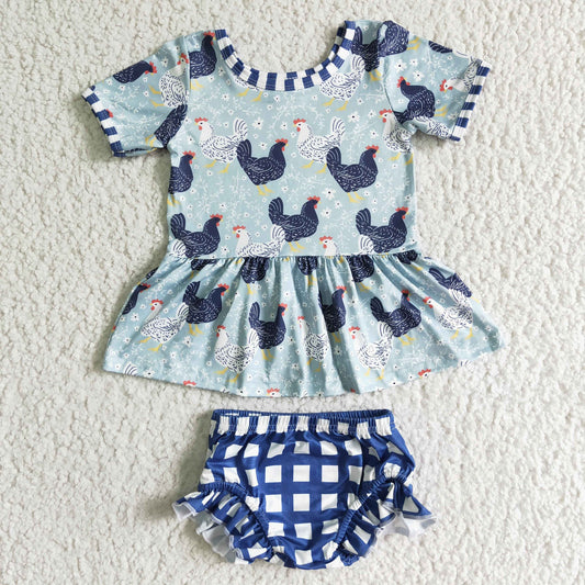 Chicken Gingham Bloomer Set