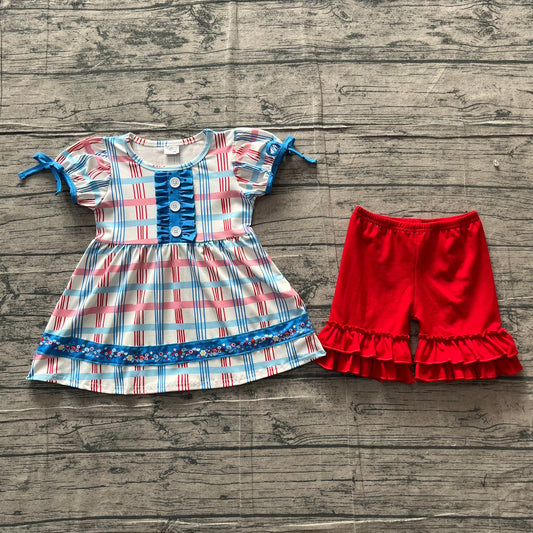 RWB Plaid Print Shorts Set