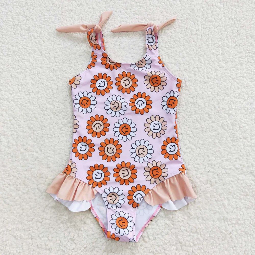 Smiley Flowers One Piece Swimsuit