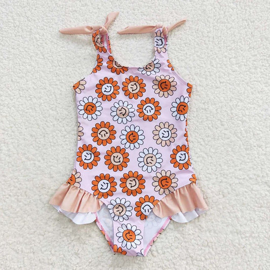 Smiley Flowers One Piece Swimsuit