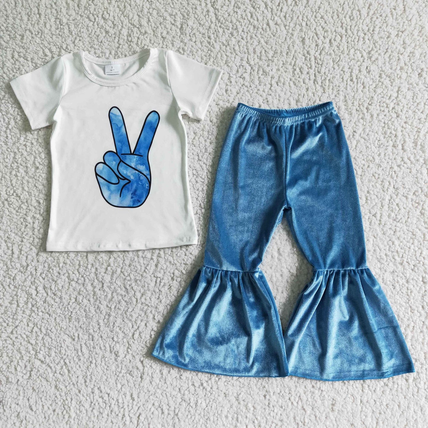 Peace Sign Velvet Bell Bottom Set