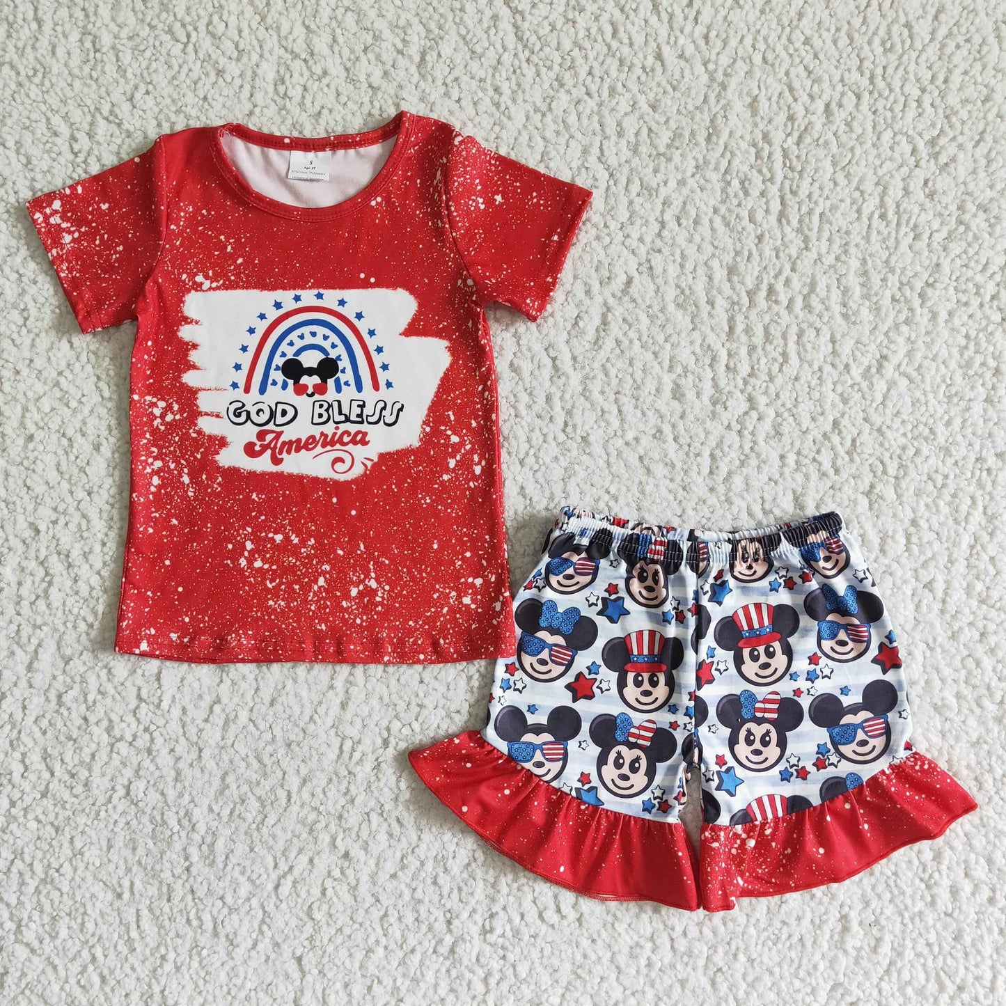 God Bless America Mouse Shorts Set