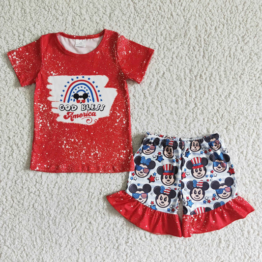 God Bless America Mouse Shorts Set