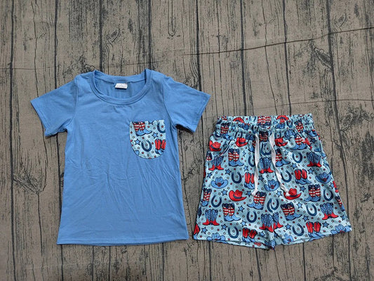 RWB Cowboy Shorts Set