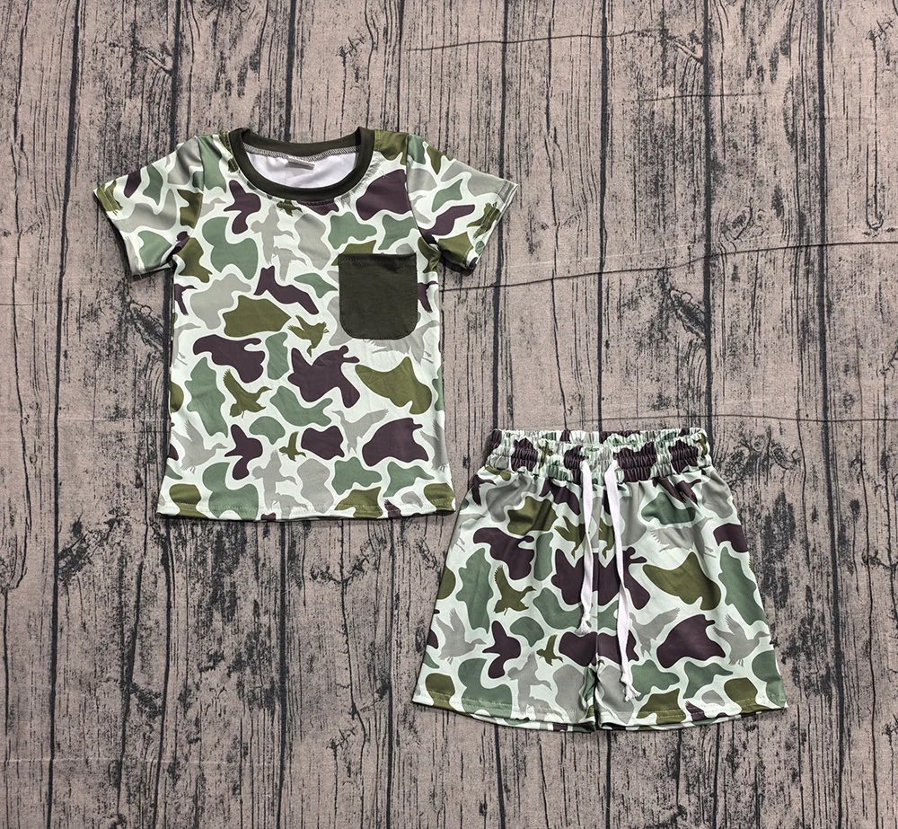 Green Camo Shorts Set