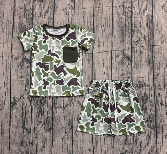 Green Camo Shorts Set