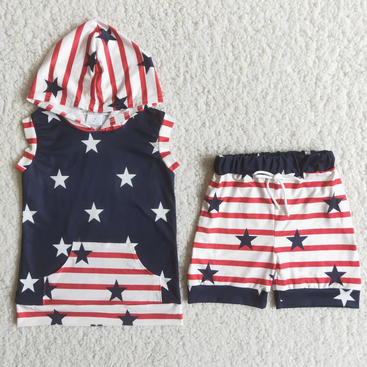 RWB Stars Hooded Shorts Set