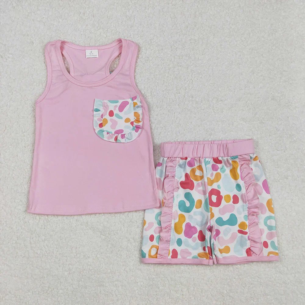 Pink Cheetah Print Tank Shorts Set
