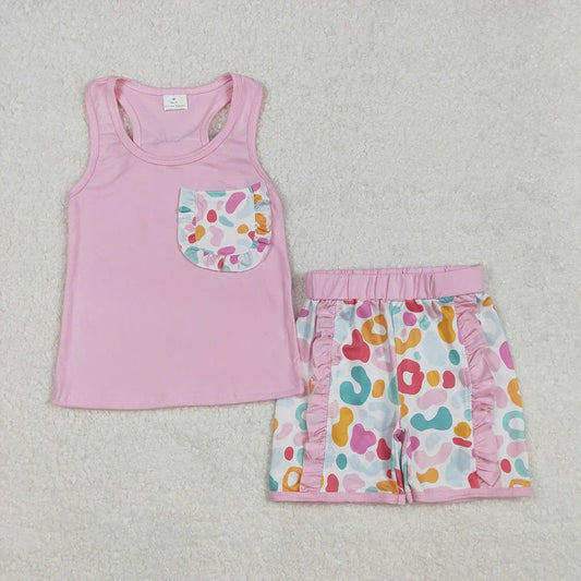 Pink Cheetah Print Tank Shorts Set