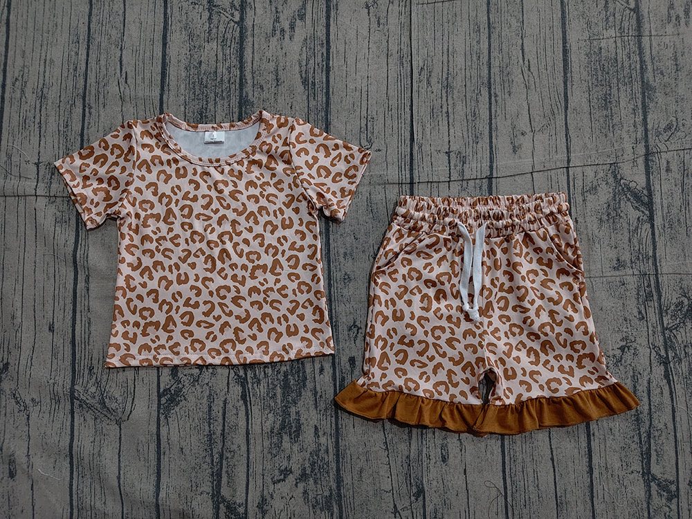 Cheetah Print Ruffle Shorts Set