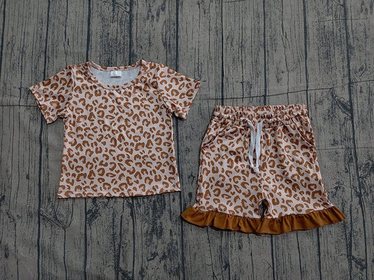 Cheetah Print Ruffle Shorts Set