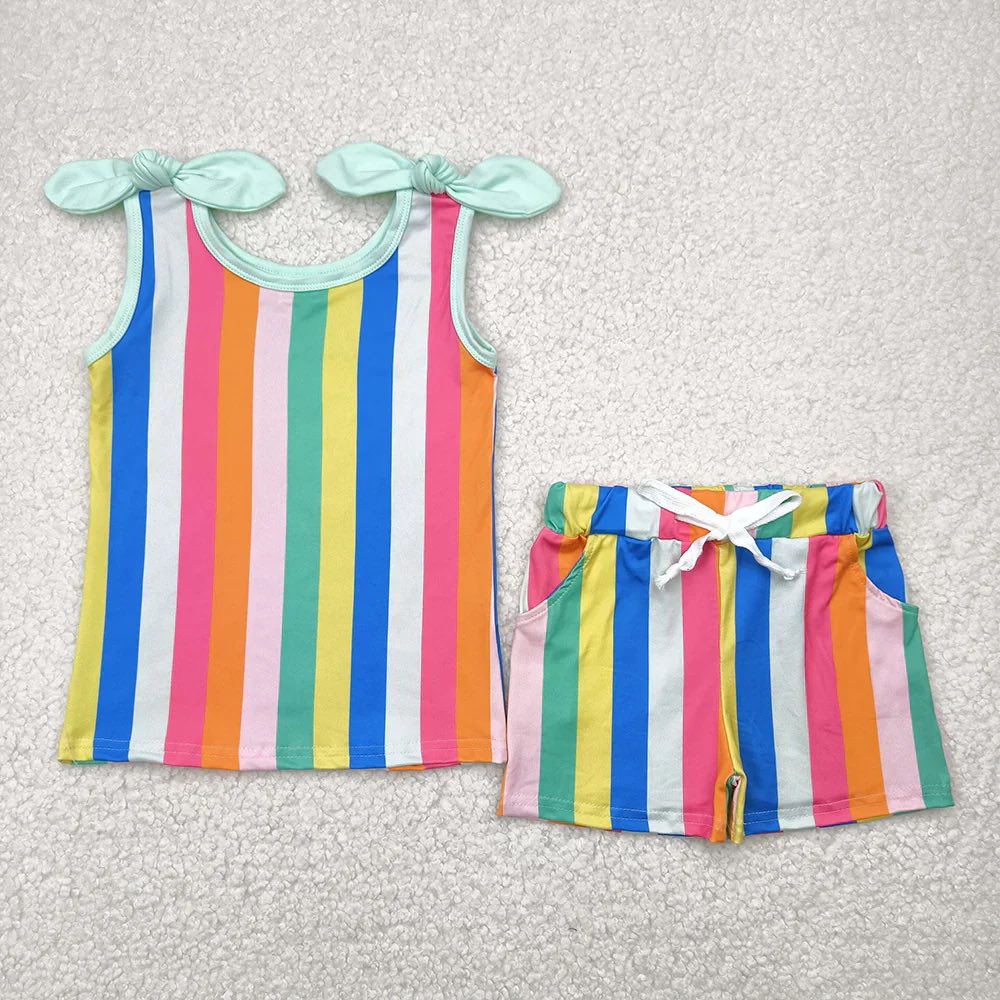 Colorful Stripes Tank Shorts Set