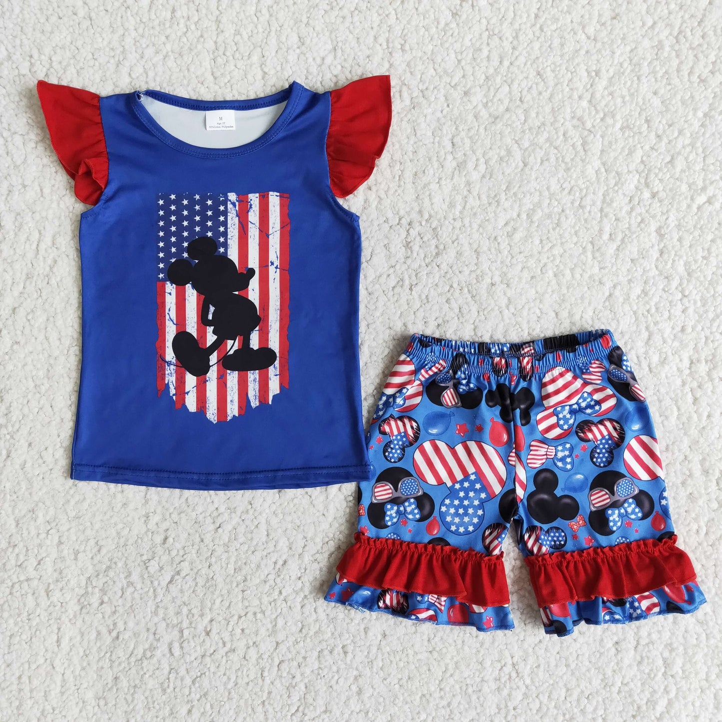 RWB Mouse Ruffle Shorts Set