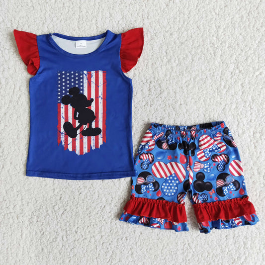 RWB Mouse Ruffle Shorts Set