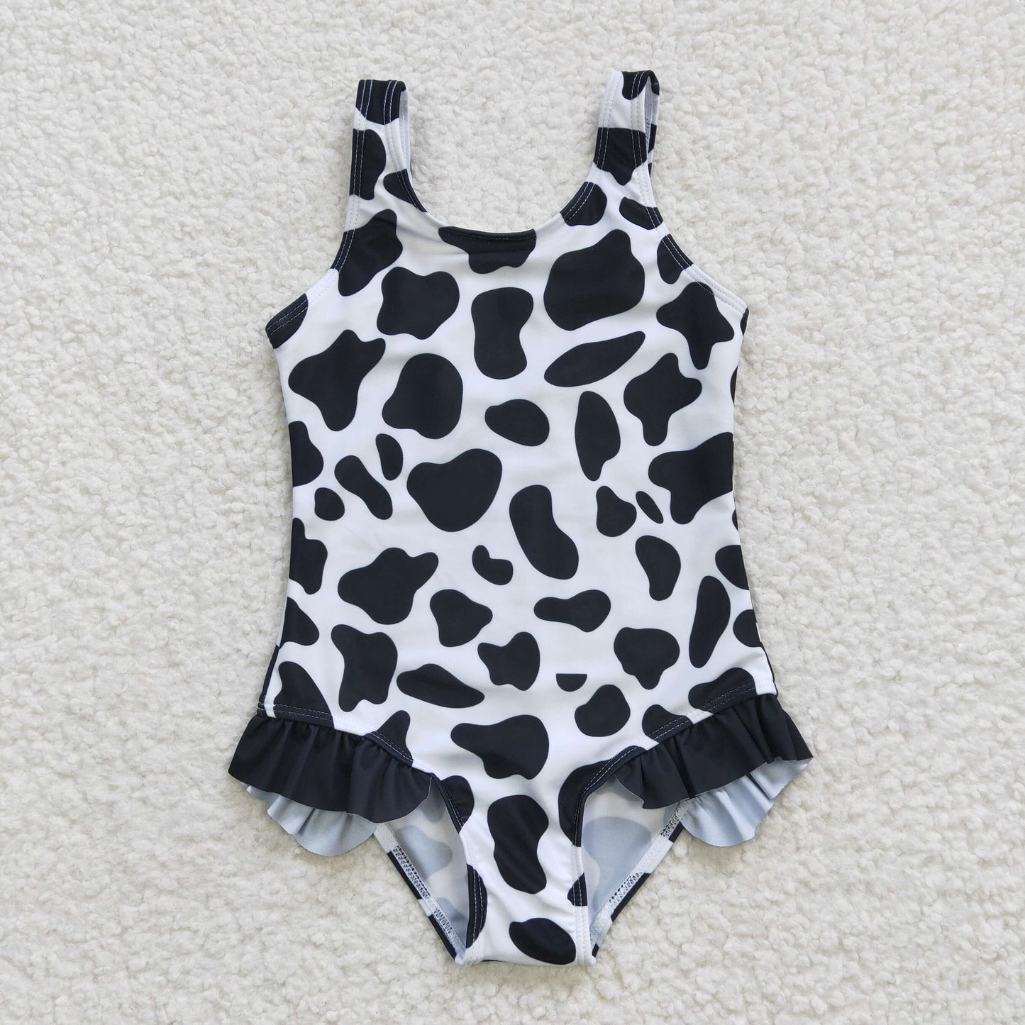 Cow Print Ruffle Swimsuit